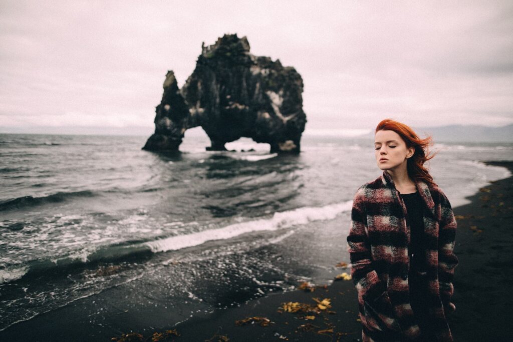 Aksena Freyn Iceland Photoshoot Black Sand Red Hair